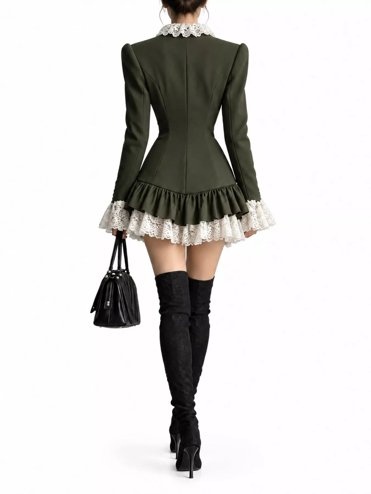 Lace Trim Blazer Dress