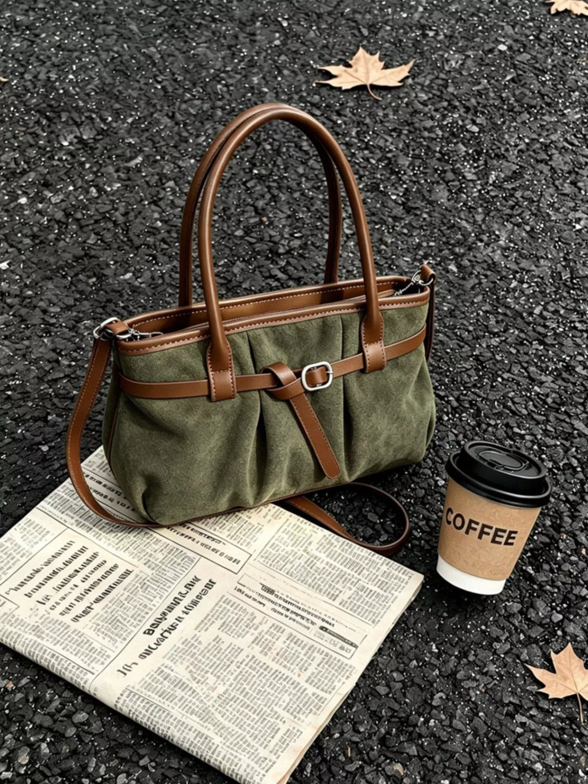 Vintage Ruched Crossbody Bag