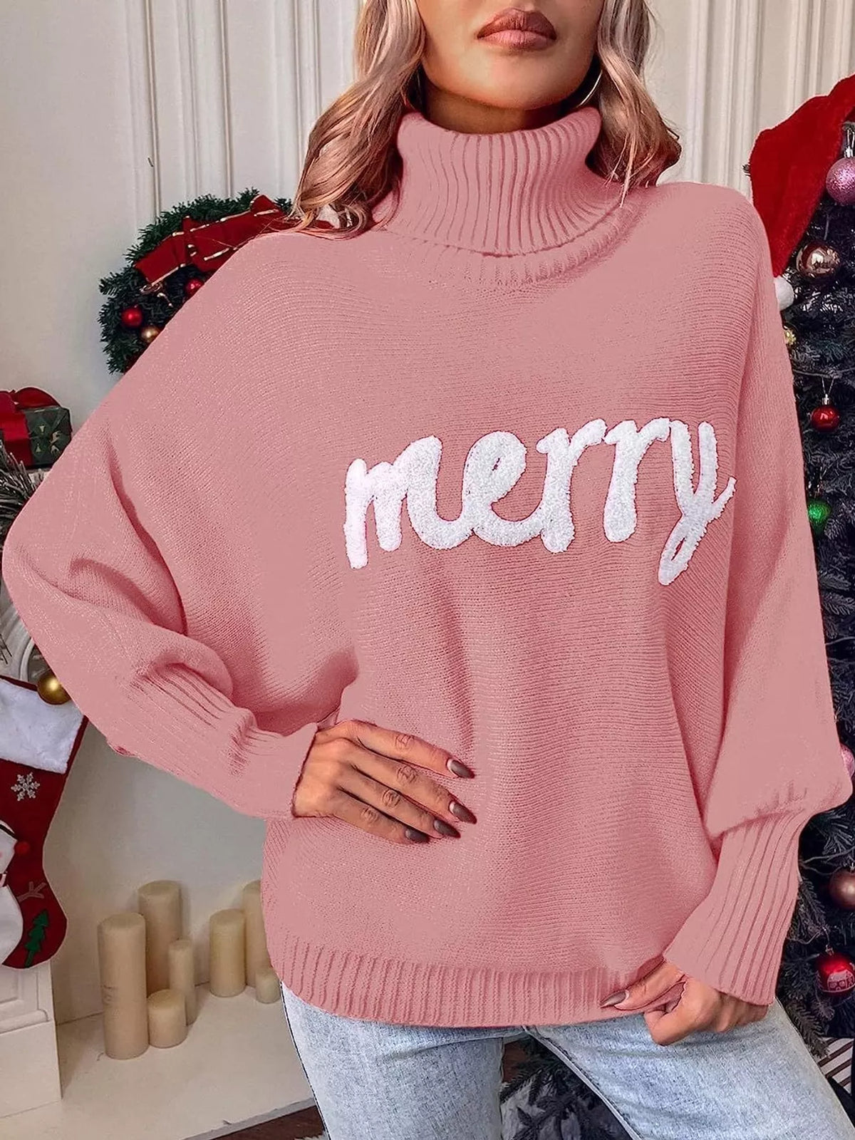 Christmas Letter Turtleneck Sweater