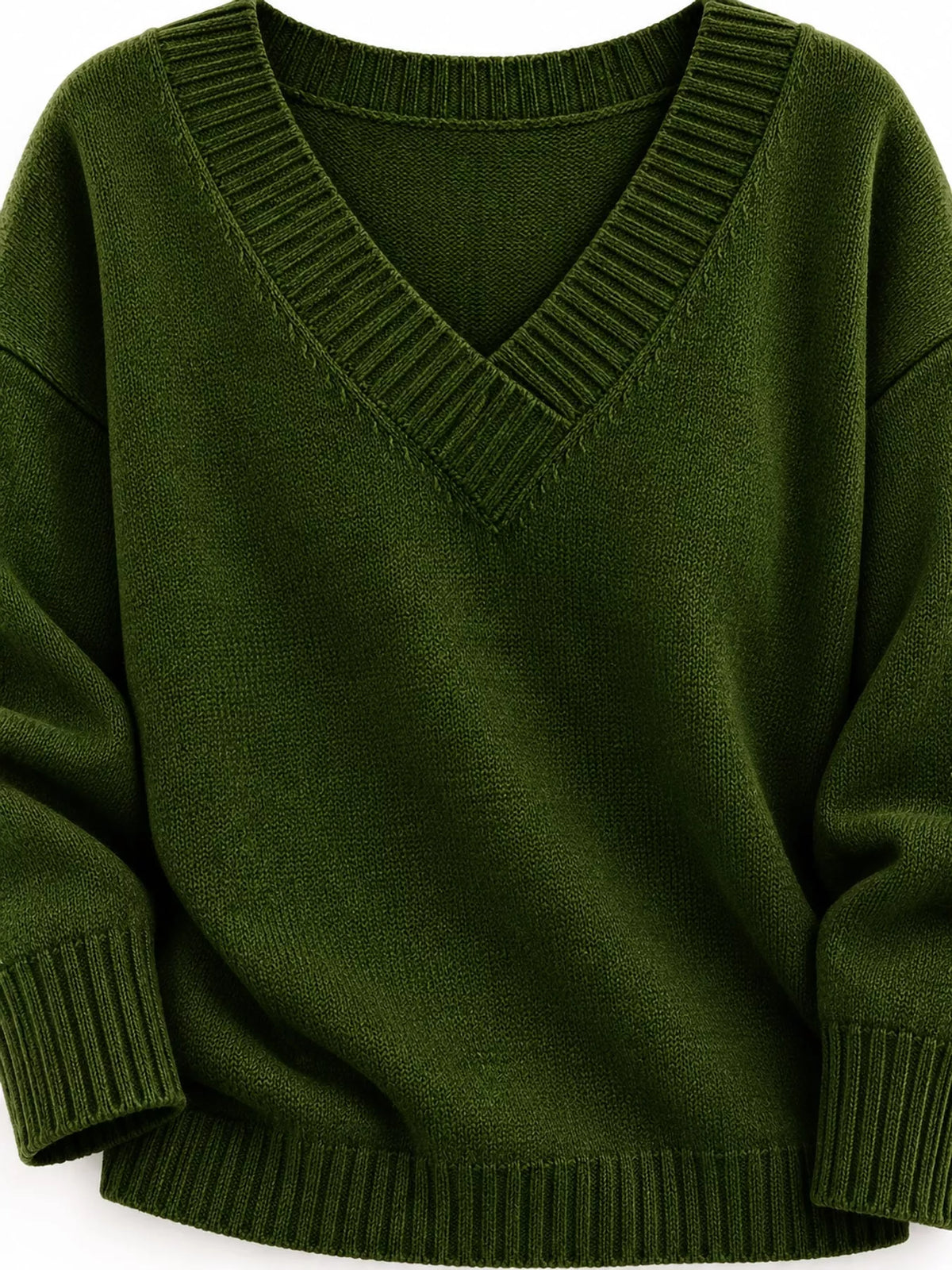 Full Size V-Neck Dropped Shoulder Sweater Plus Size