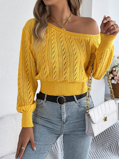 Openwork One Shoulder Sweater