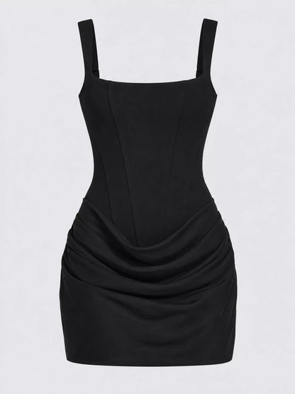 Corset-Style Mini Dress with Ruched Detail