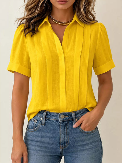 Full Size Button Up Short Sleeve Shirt Plus Size