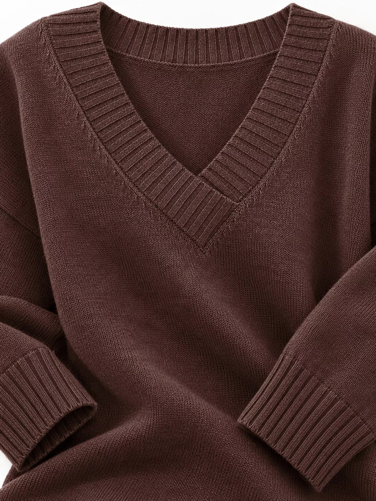 Full Size V-Neck Dropped Shoulder Sweater Plus Size