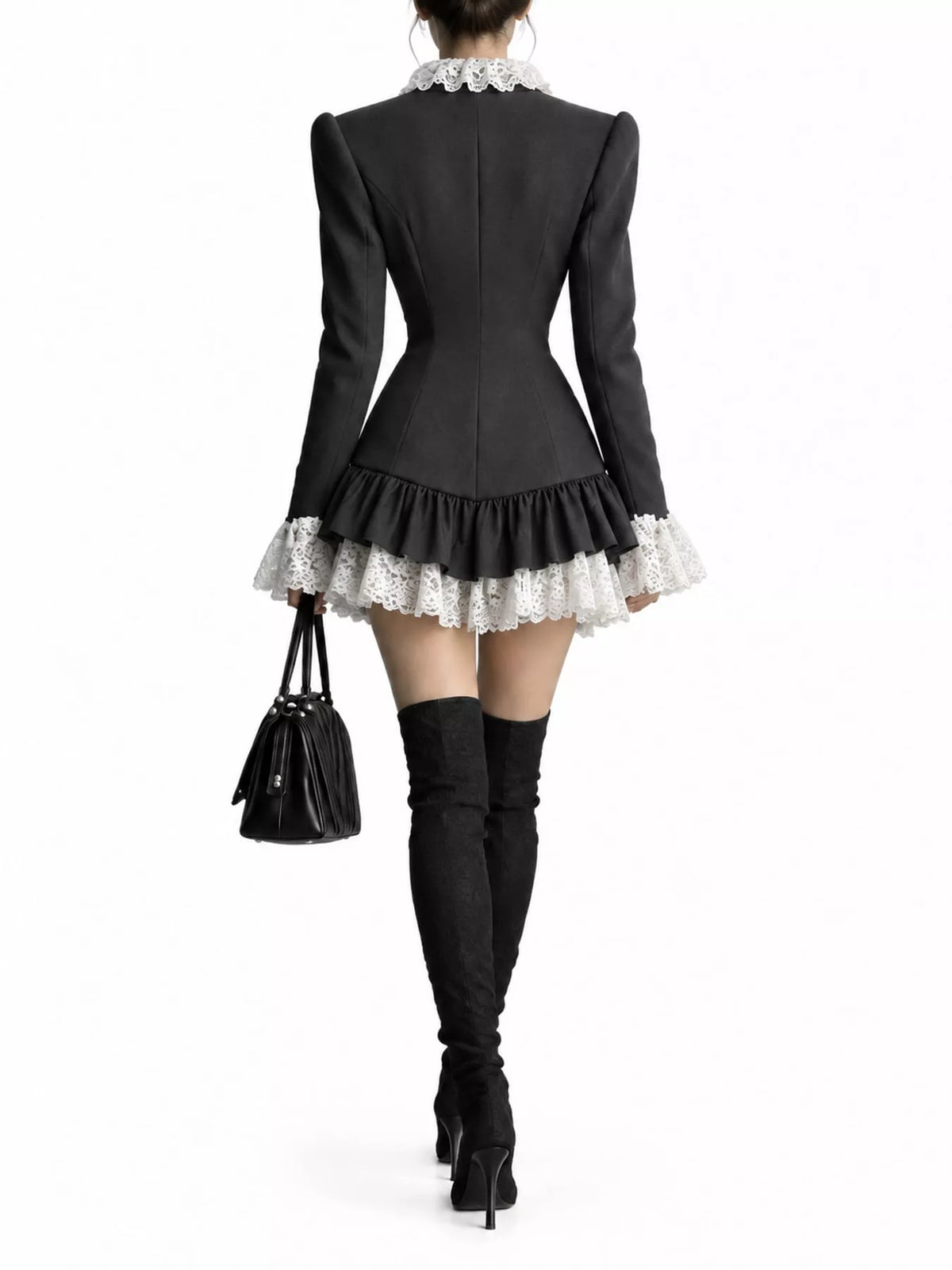 Lace Trim Blazer Dress