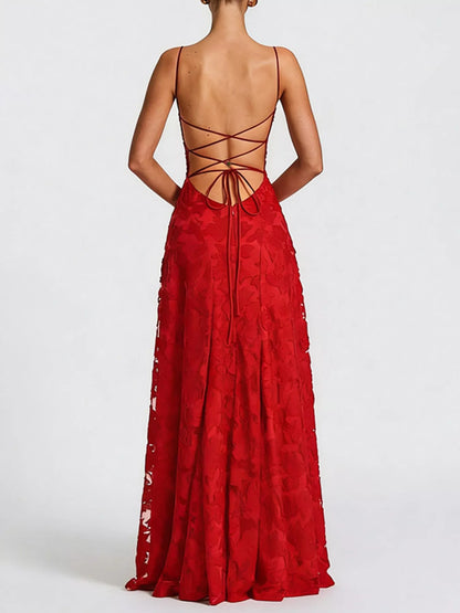 Backless Lace Maxi Dress