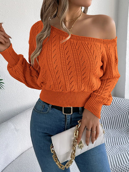 Openwork One Shoulder Sweater