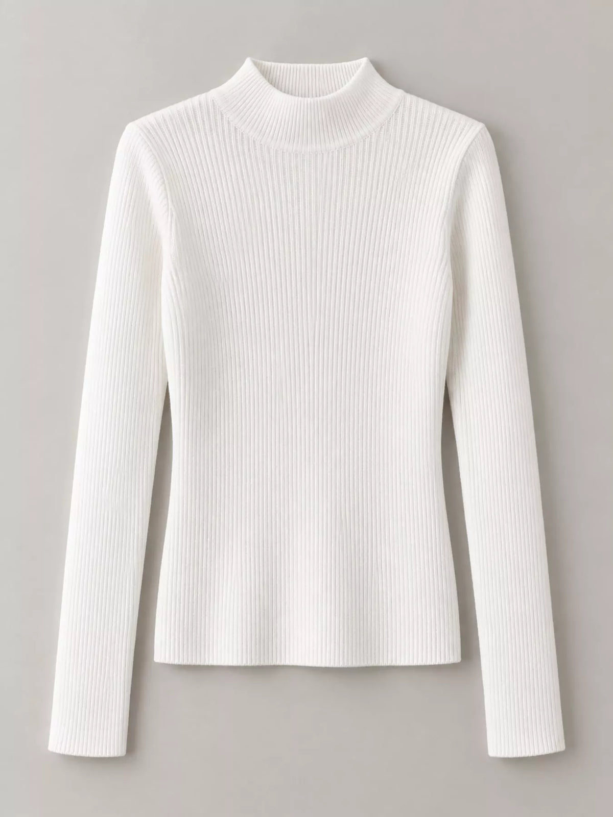 Elegant Slim-Fit Ribbed Mock Neck Knit Top