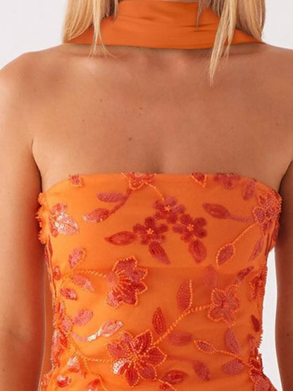 Floral Textured Strapless Mini Dress