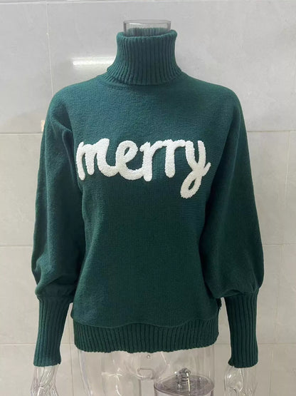 Christmas Letter Turtleneck Sweater