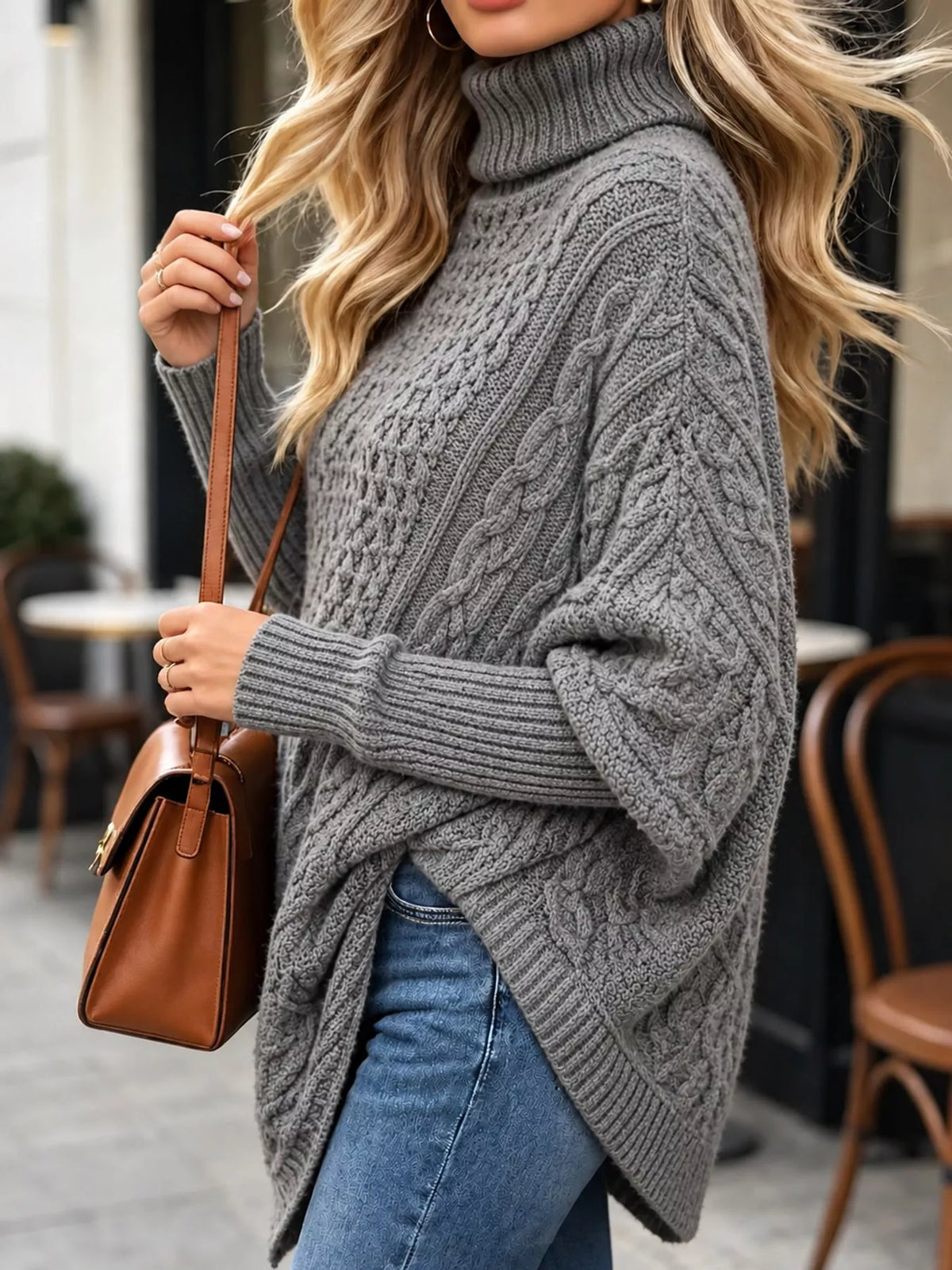 Turtleneck Cable-Knit Sweater