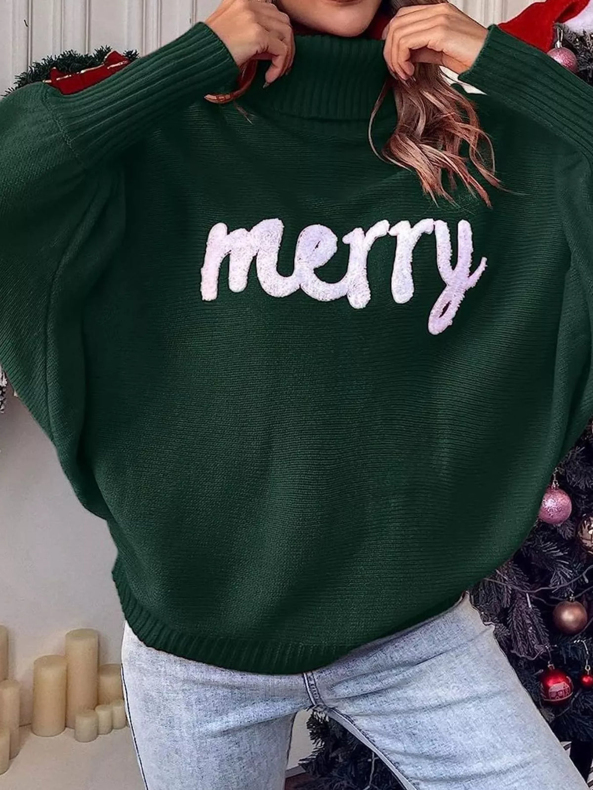 Christmas Letter Turtleneck Sweater