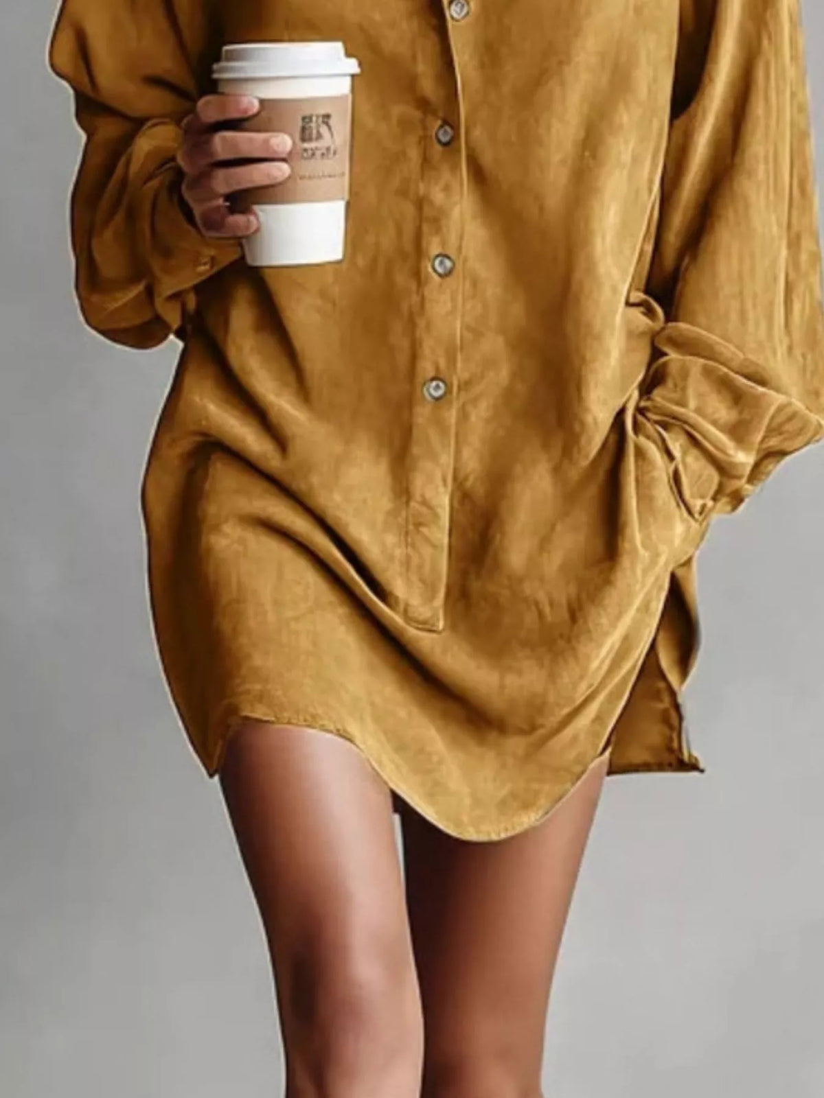 Contrast Collar Mini Shirt Dress