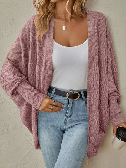 Open-Front Batwing Sleeve Cardigan
