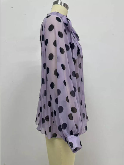 Polka Dot Long Sleeve Blouse