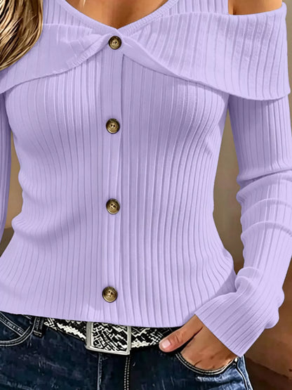 Cold Shoulder Ribbed Knit Top