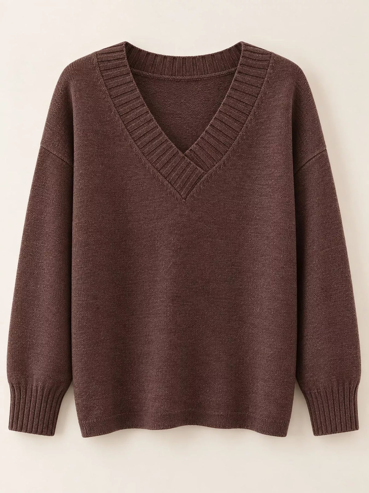 Full Size V-Neck Dropped Shoulder Sweater Plus Size