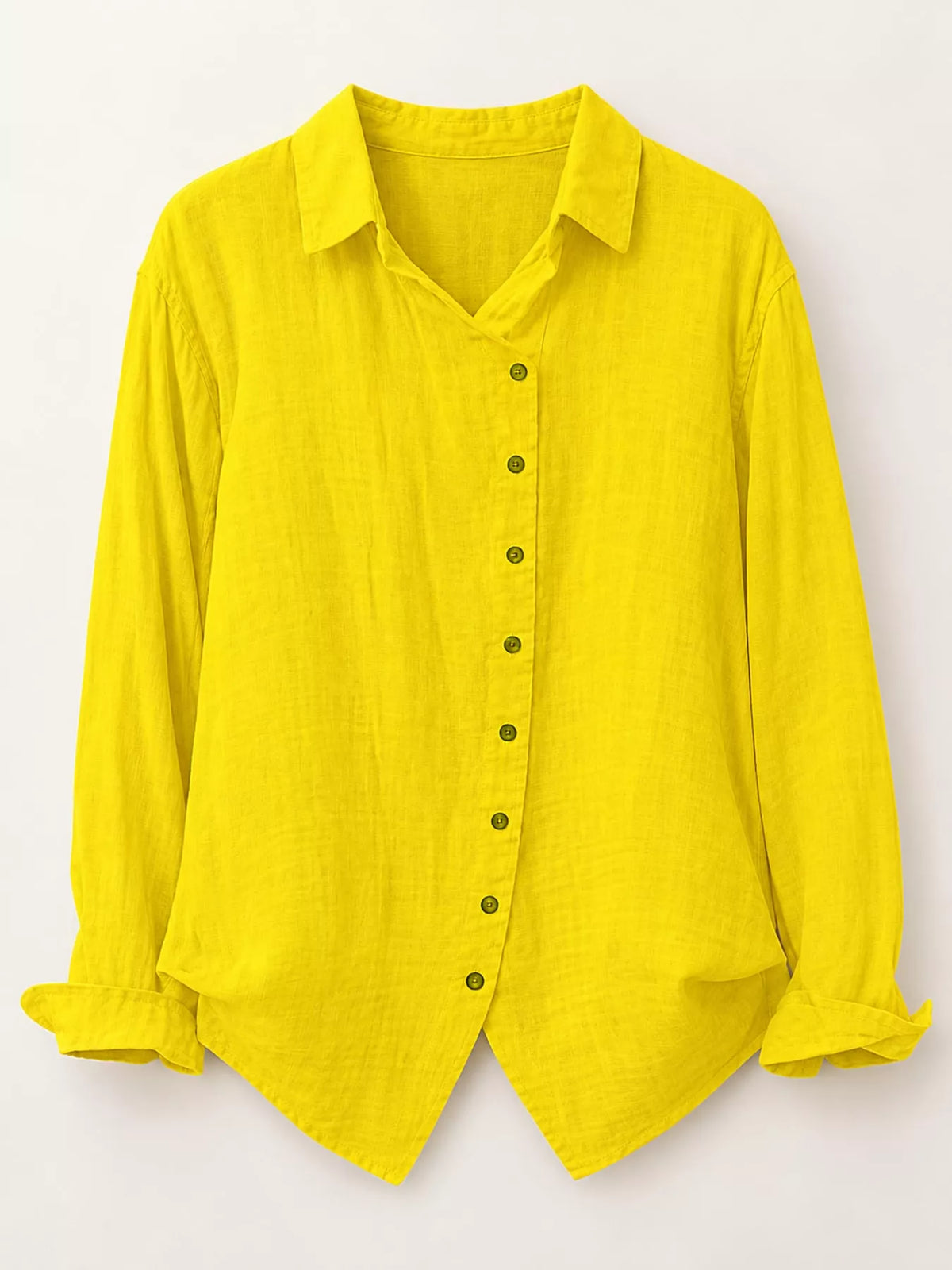 Full Size Asymmetric Button-Down Long Sleeve Shirt Plus Size