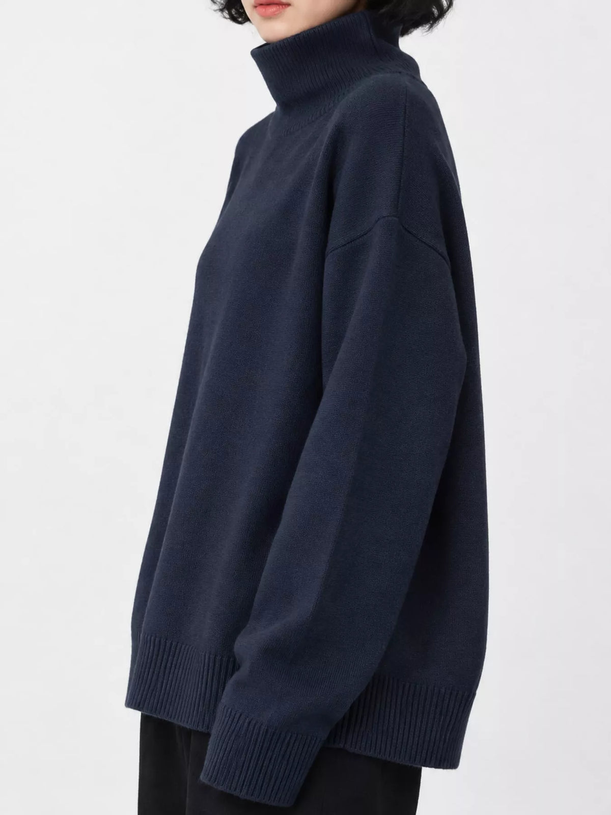 Turtleneck Dropped Shoulder Sweater