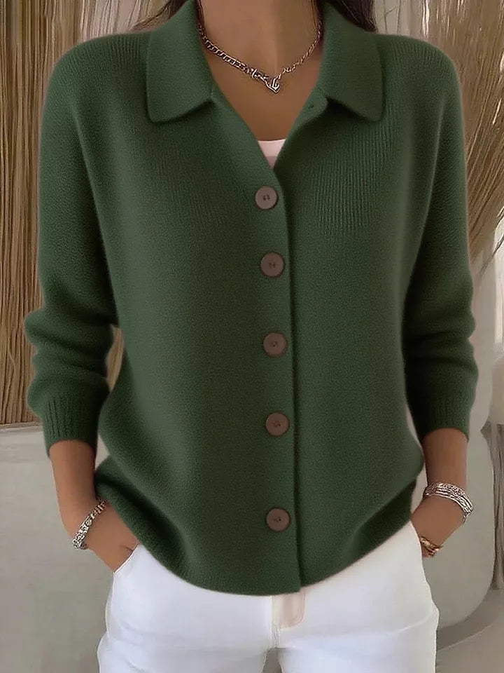 Full Size Collared Button-Down Knit Cardigan Plus Size