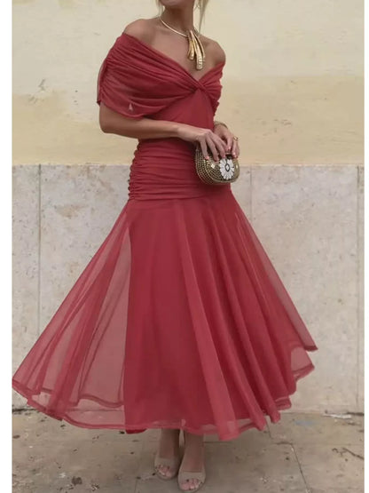 Full Size Off-Shoulder Ruched Maxi Dress Plus Size