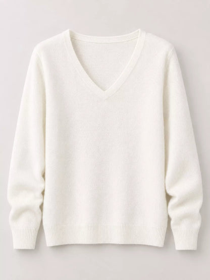 Elegant V-Neck Long Sleeve Soft Knit Top