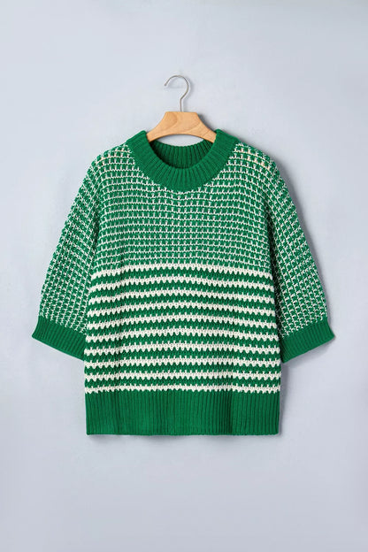 Striped Textured Knit Sweater