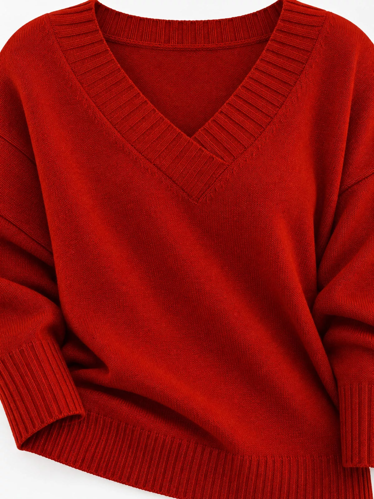 Full Size V-Neck Dropped Shoulder Sweater Plus Size