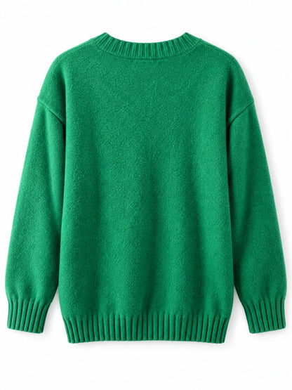 Full Size V-Neck Dropped Shoulder Sweater Plus Size
