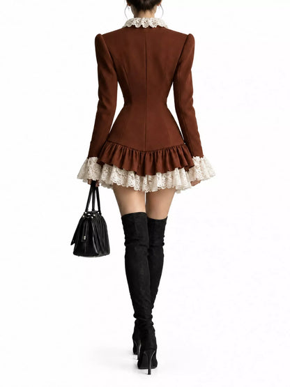 Lace Trim Blazer Dress