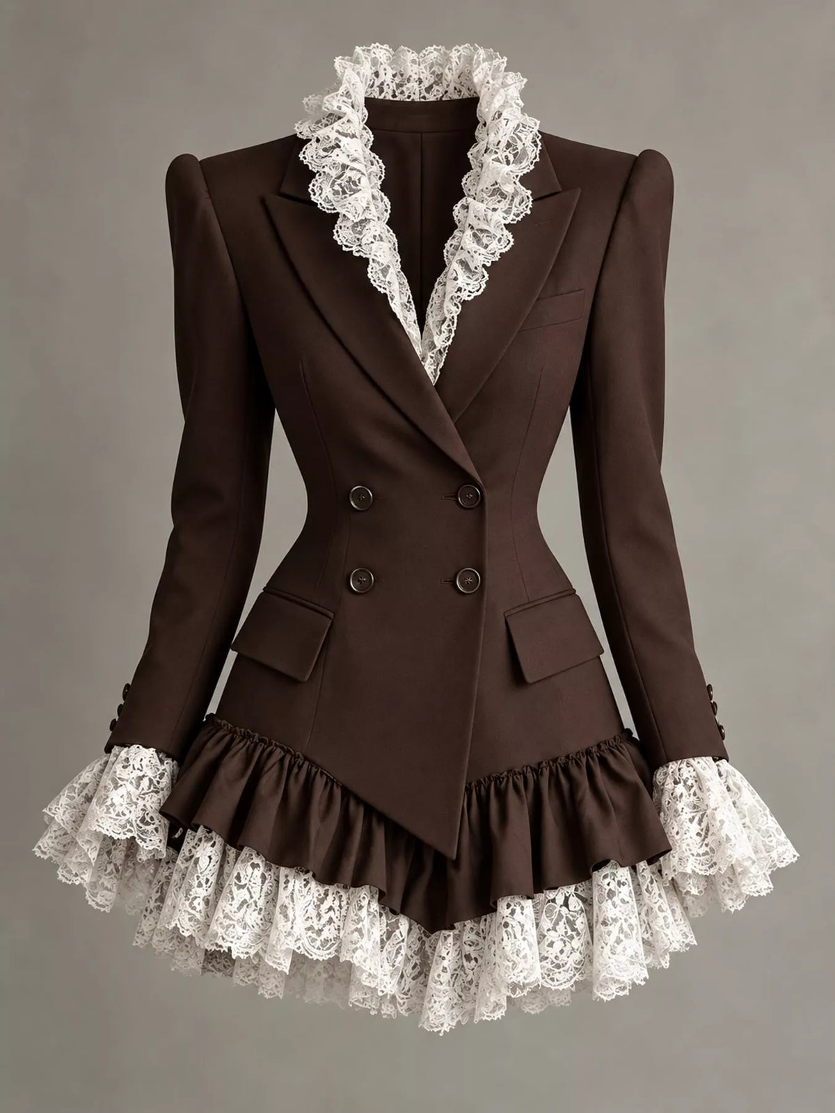 Lace Trim Blazer Dress