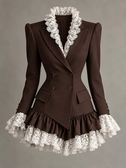 Lace Trim Blazer Dress
