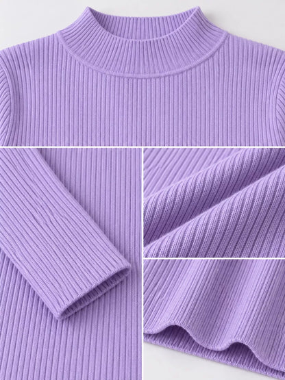 Elegant Slim-Fit Ribbed Mock Neck Knit Top