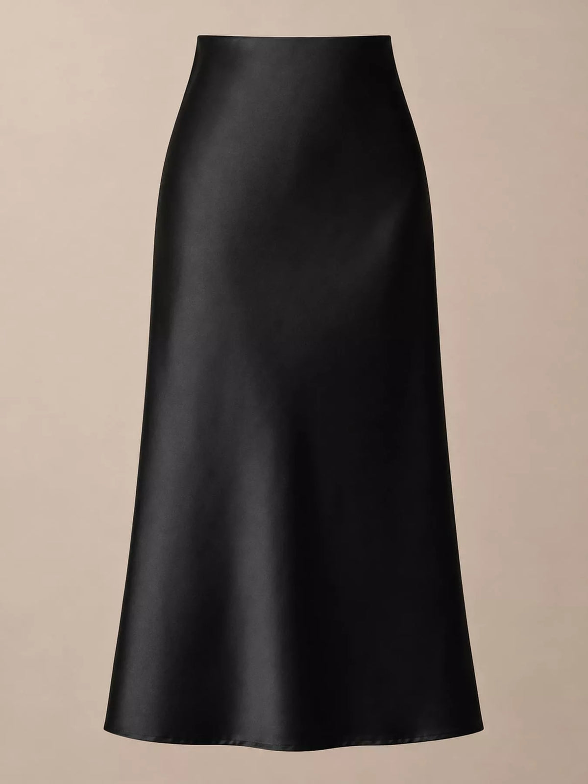 High-Waisted Satin Midi Skirt
