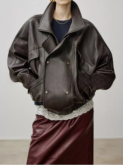 Snap Down Leather Jacket