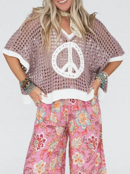 Peace Sign Crochet Knit Cover Up