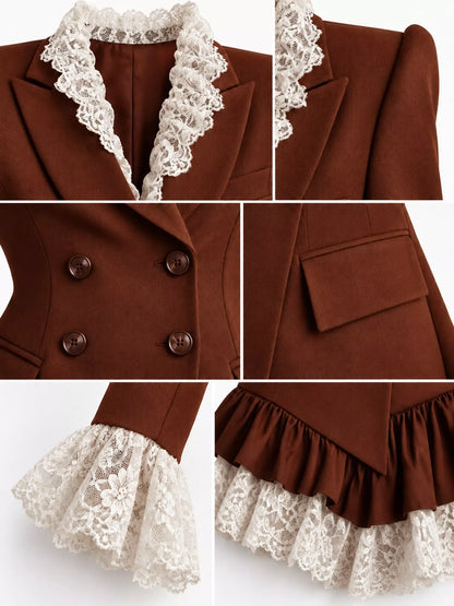 Lace Trim Blazer Dress