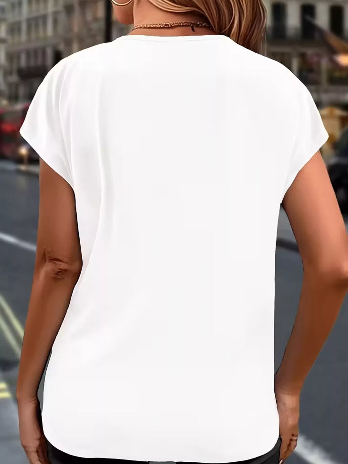 Elegant V-Neck Ruffle Trim Button-Down Shirt