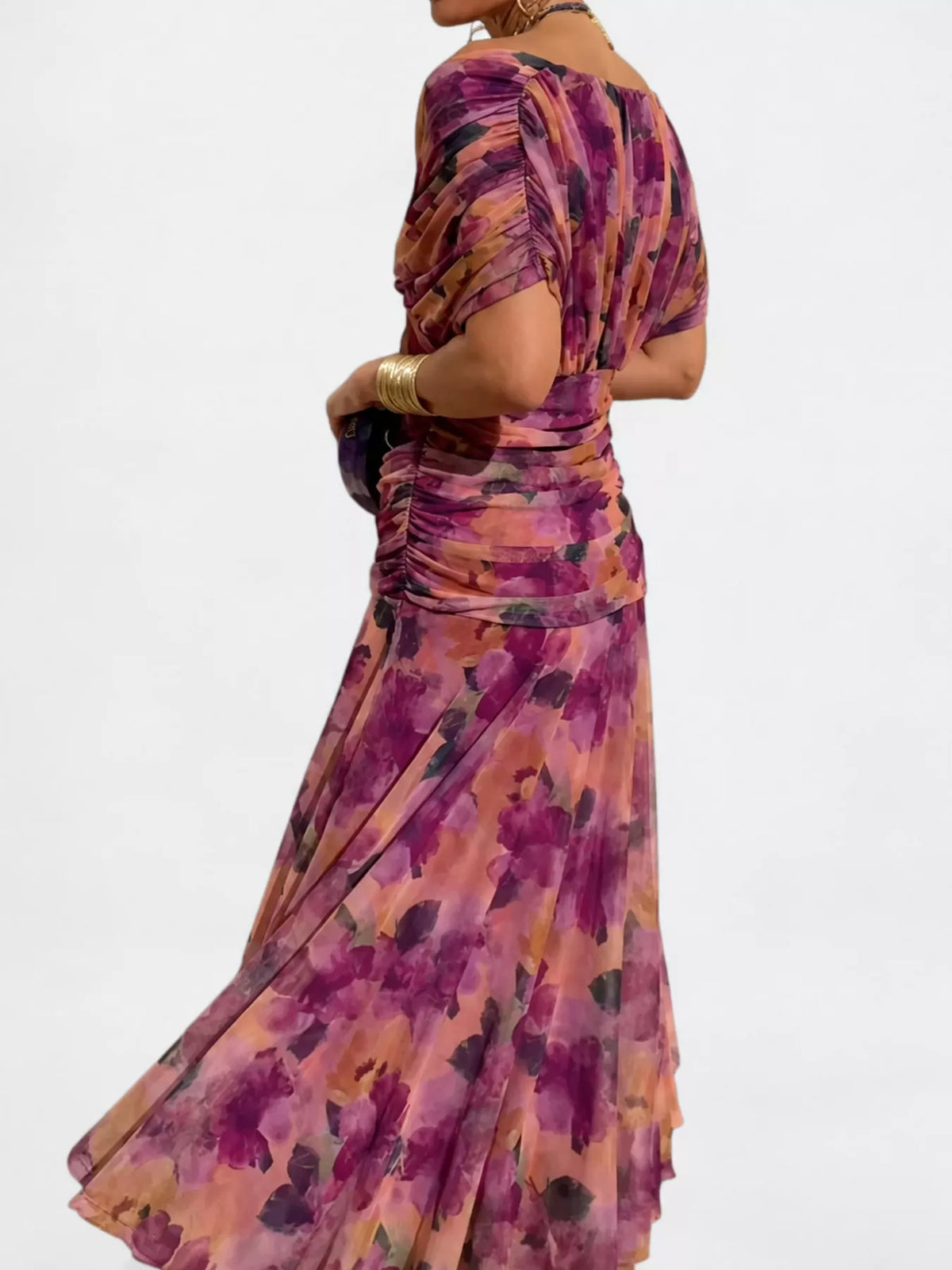Full Size Off-Shoulder Ruched Maxi Dress Plus Size