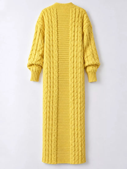 Elegant Cable-Knit Longline Open-Front Cardigan