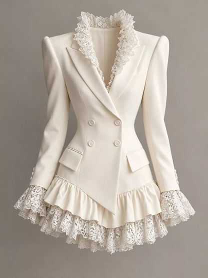 Lace Trim Blazer Dress