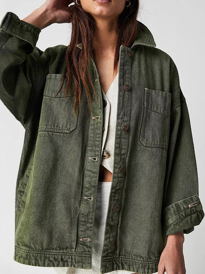 Button Up Long Sleeve Denim Jacket