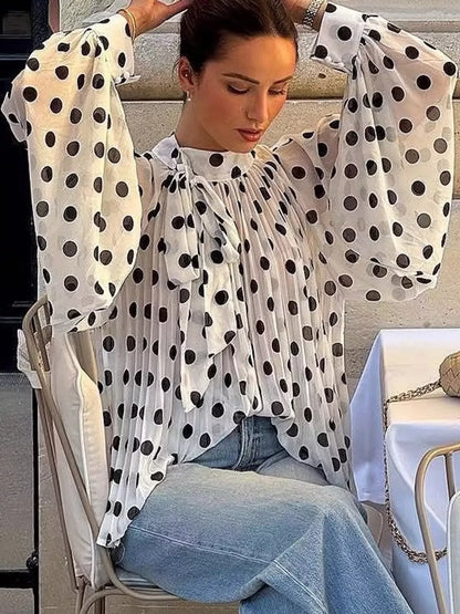 Polka Dot Long Sleeve Blouse