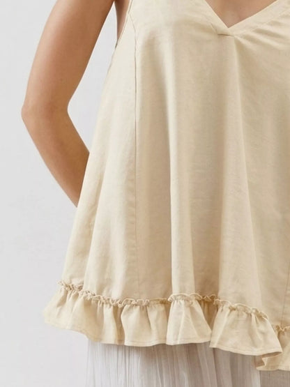 Tie-Strap Ruffle Hem Cami
