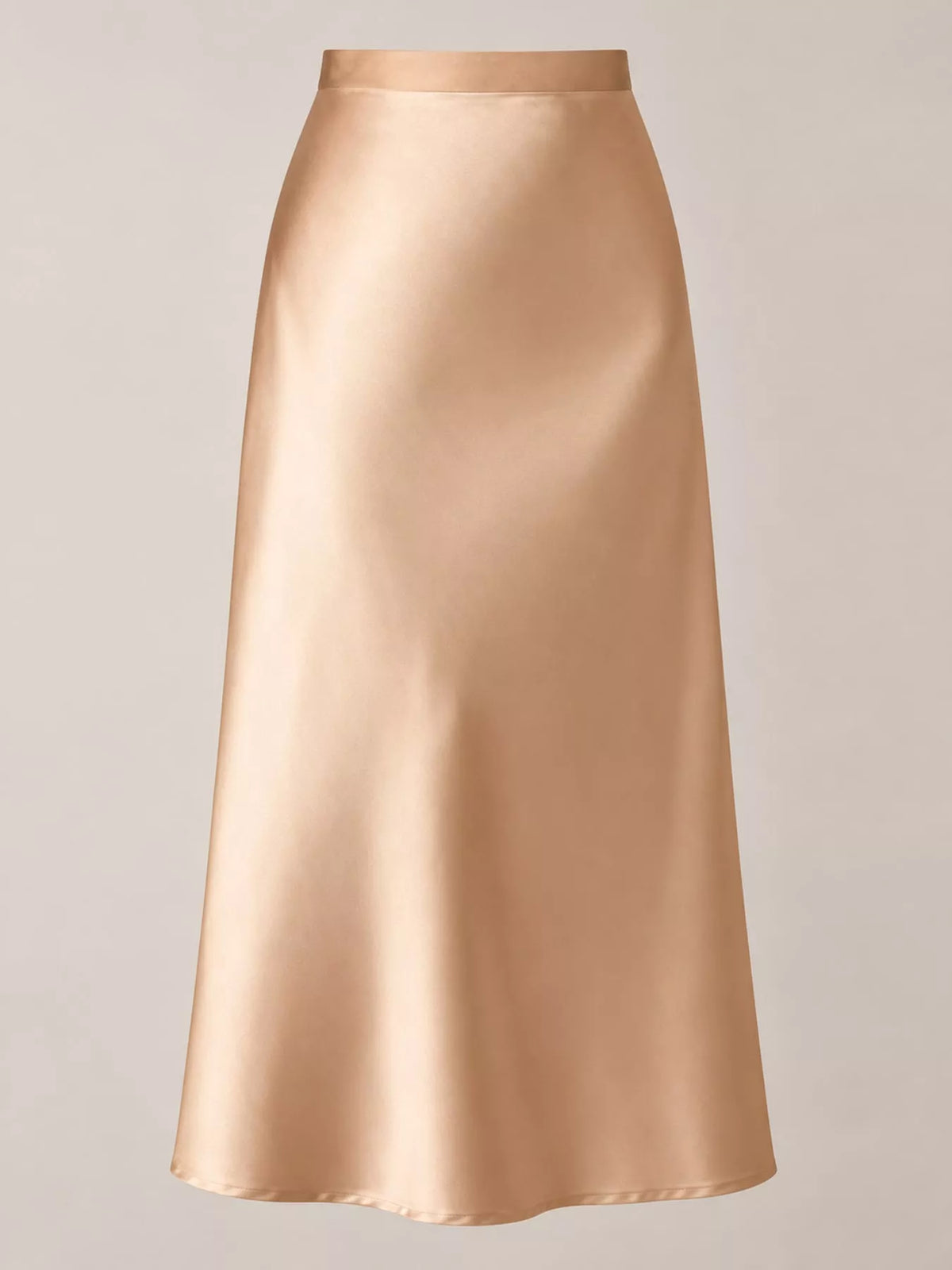 High-Waisted Satin Midi Skirt
