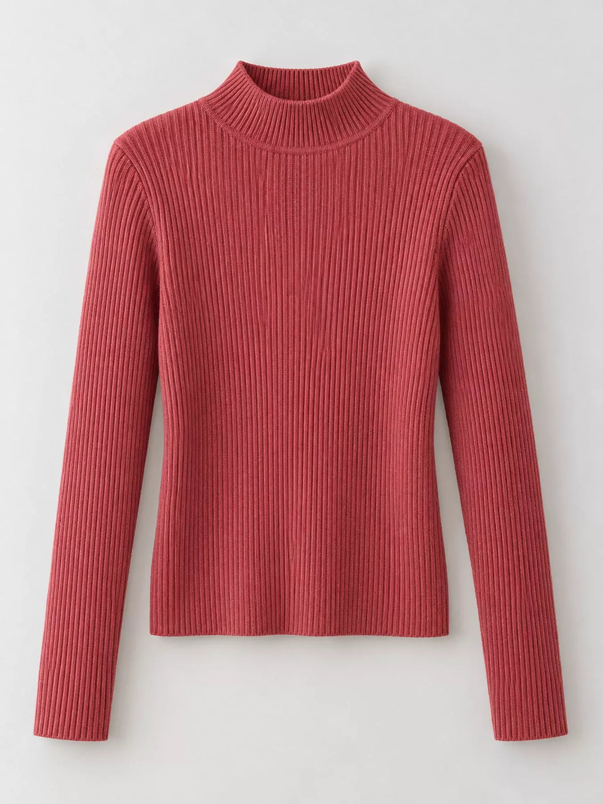 Elegant Slim-Fit Ribbed Mock Neck Knit Top